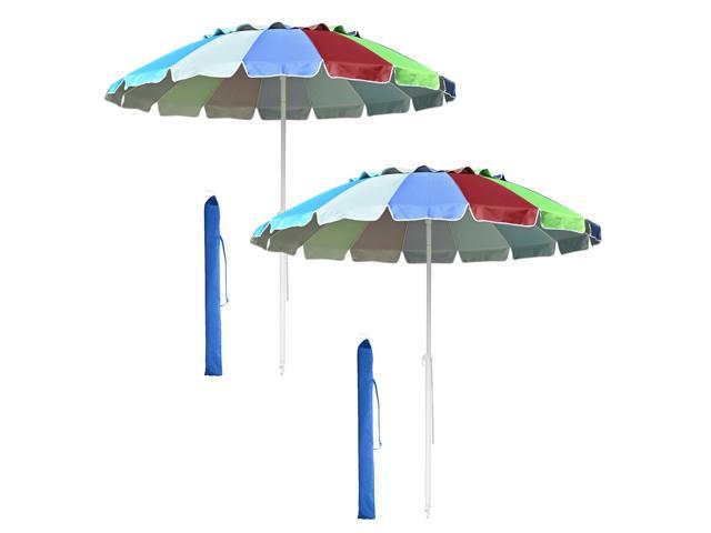 Photos - Other household accessories YescomUSA 8 Ft Metal Rainbow Beach Patio Umbrella 16 Rib Tilt Market Table Sunshade 