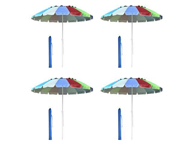 Photos - Other household accessories YescomUSA 8 Ft Metal Rainbow Beach Patio Umbrella 16 Rib Tilt Market Table Sunshade 