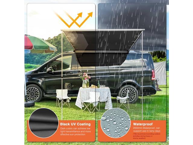 Yescom Vehicle Awning with Blackout Coating 6.6'x8.4' Retractable Car Side Roof Rack Overlanding Shade for SUV Truck Tailgate Outdoor Camping