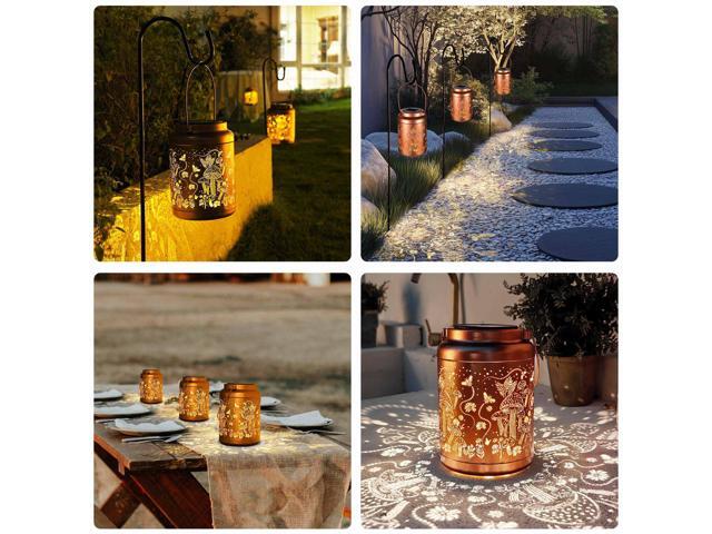 LAGarden Mushroom Solar Lantern Outdoor Hanging Waterproof Metal Decor Light Christmas Gifts Yard Patio Porch 2Pack