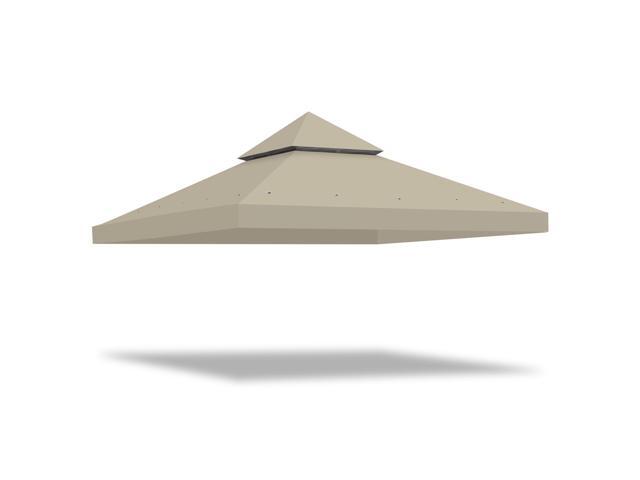 Yescom 10x10Ft Gazebo Top Replacement 2 Tier PU Water Resistance Outdoor Canopy Cover Patio Garden Outdoor Party Gray