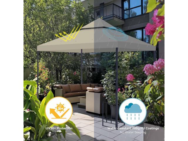 Yescom 10x10Ft Gazebo Top Replacement 2 Tier PU Water Resistance Outdoor Canopy Cover Patio Garden Outdoor Party Gray