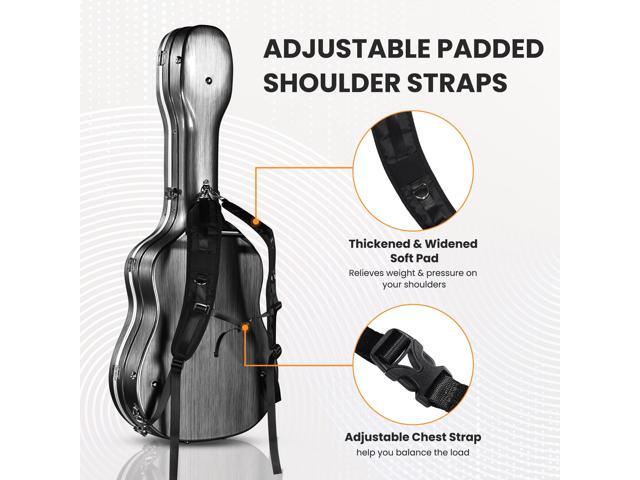 Yescom ABS Acoustic Guitar Case Hard with Backpack Straps Dreadnought Hardshell for Airline Travel