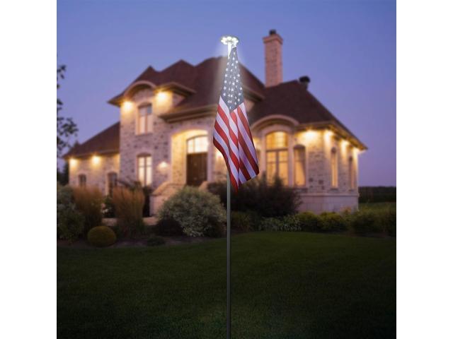 Yescom EZ GO 20ft Eagle Topper Telescopic Flag Pole Kit Upgraded Rotating Lock Outside 3x5' US Flag Ball Final Silver