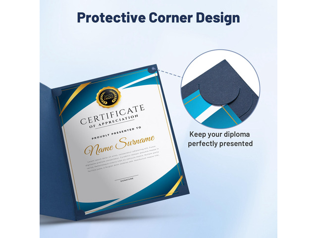WinSpin 60 Pack Certificate Holders Diploma Covers for Letter Size w/ Gold Foil Borders Award Certificate Paper