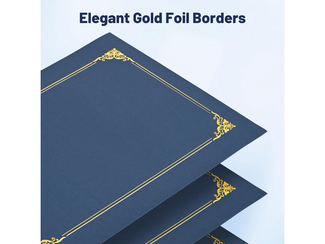 WinSpin 60 Pack Certificate Holders Diploma Covers for Letter Size w/ Gold Foil Borders Award Certificate Paper