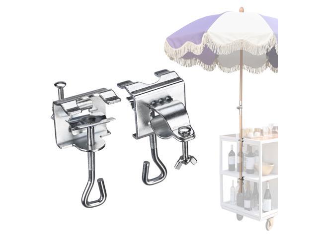 LAGarden 2 Pack Portable Deck Umbrella Mount Clamp Stand Holder for Outdoor Balcony Railing Bench Fence Mobile Cart