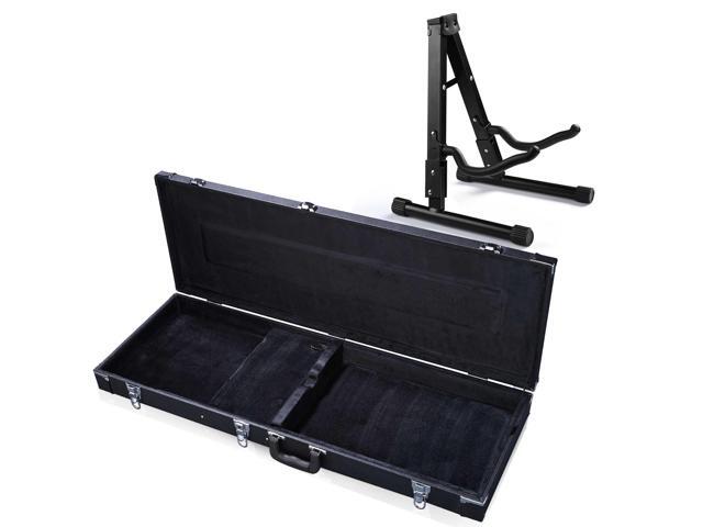 Yescom Universal Rectangular Electric Guitar Hard Case w/ Folding Guitar Floor Stand