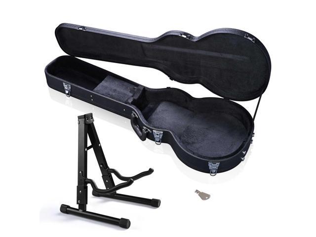 Yescom Electric Guitar Hard Case for LP Les Paul Style w/ Folding Guitar Floor Stand