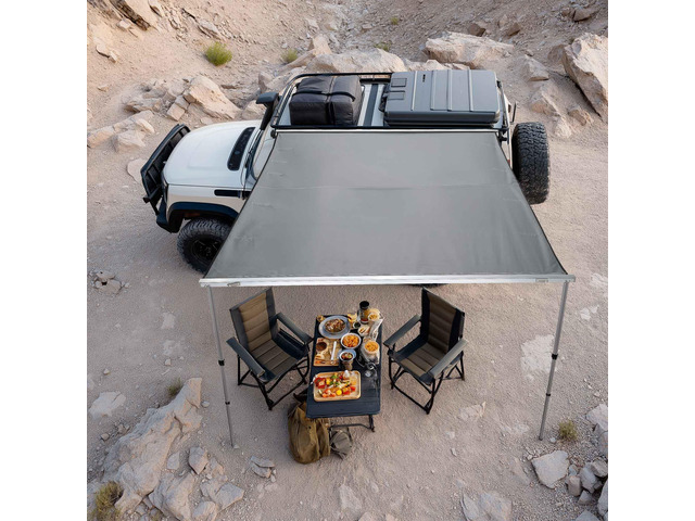Yescom Semi-Automatic Retractable 6.6'x8.4' Vehicle Awning with Blackout Coating Motor Car Side Roof Rack Overlanding Sun Shade for Outdoor...