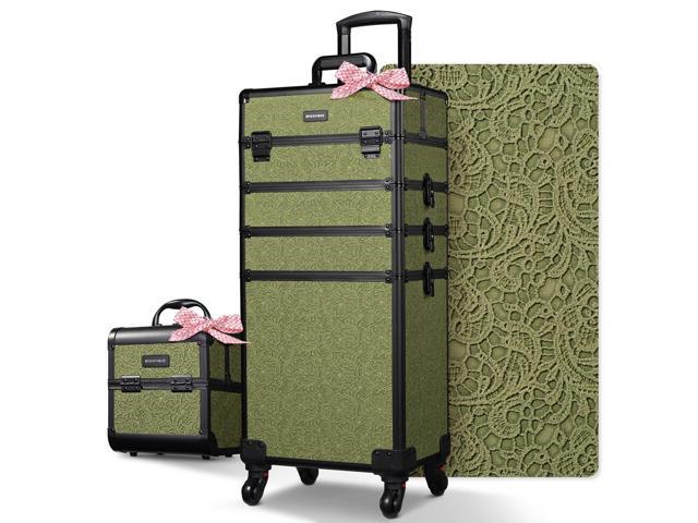 BYOOTIQUE Makeup Train Case Trolley w/ Cube Case Cosmetic Organizer Rococo