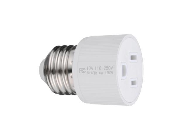 DELight 2 Pack Light Socket to Plug Adapter E26/E27 Bulb Socket to 3 Prong Outlet Porch