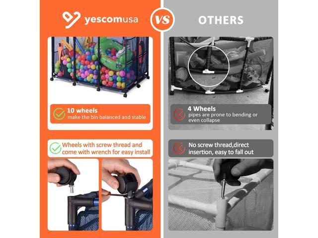 Yescom Metal Frame 10 Wheels Rolling Mesh Pool Storage Bin XX-Large Double Decker with Noodle Holder Pool Float Storage Organizer, Upgrade Sturdy...