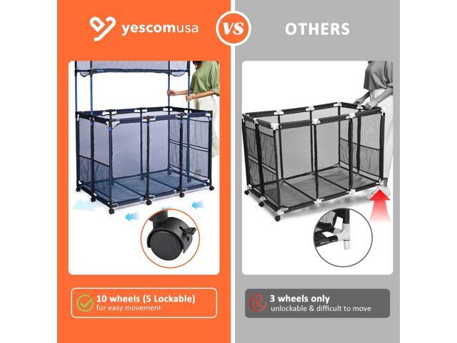 Yescom Metal Frame 10 Wheels Rolling Mesh Pool Storage Bin XX-Large Double Decker with Noodle Holder Pool Float Storage Organizer, Upgrade Sturdy...