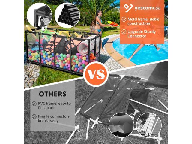 Yescom Metal Frame Extra Large 12 Wheels Rolling Mesh Pool Storage Bin 65'x 30'x 33' Pool Toy Floats Storage Organizer for Public Pools, Poolside...