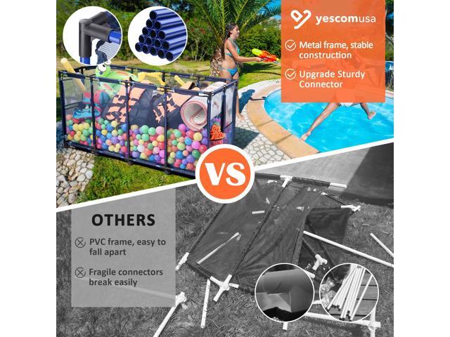 Yescom Metal Frame Extra Large 12 Wheels Rolling Mesh Pool Storage Bin 65'x 30'x 33' Pool Toy Floats Storage Organizer for Public Pools, Poolside...