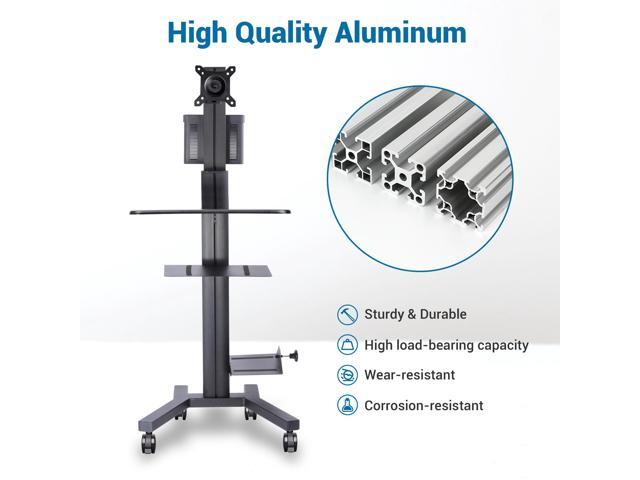 Desktop PC Rolling Mobile cart Sit/stand up Workstation w/ Monitor Holder & Printer Deck