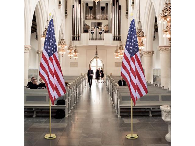 Yescom 4 Pack 8 Ft Aluminum Indoor Flagpole Kit Gold Ball 3x5 Ft US Flag Office