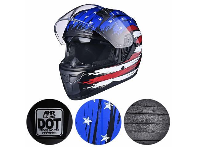 AHR RUN-F Full Face Motorcycle Helmet Dual Visor DOT Approved M