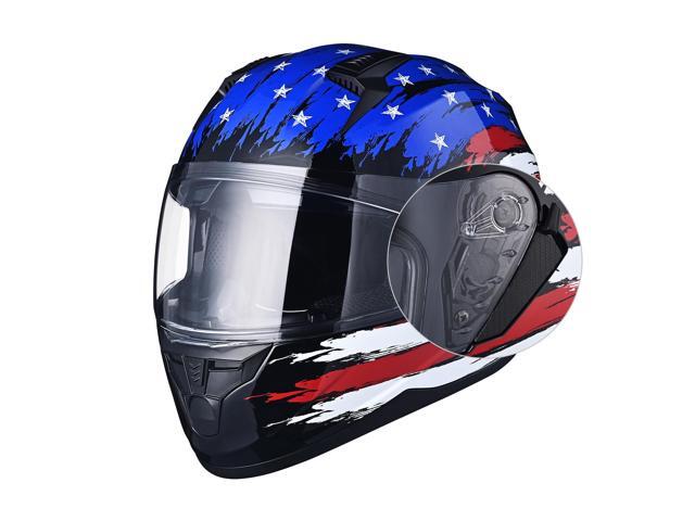 AHR RUN-F Full Face Motorcycle Helmet Dual Visor DOT Approved M