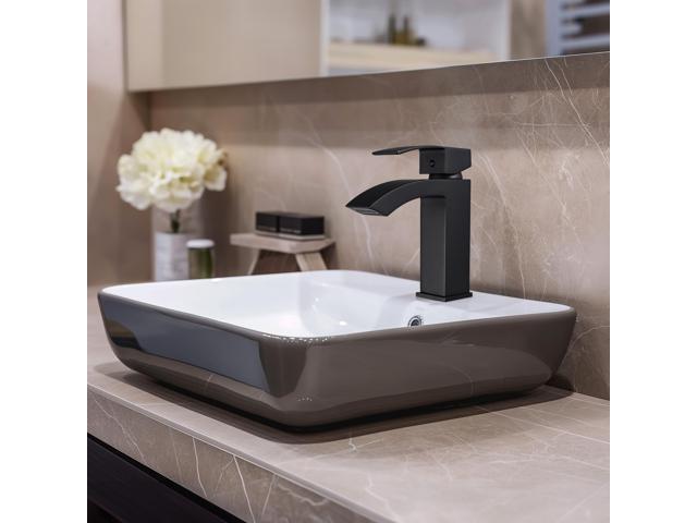 Aquaterior Modern 1 Hole Bathroom Faucet Vanity Sink Basin 1 Handle DIY Installation Hotel Matt Black