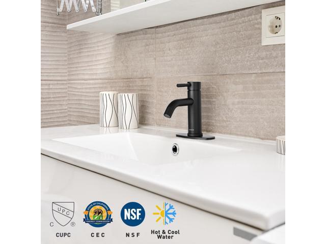 Aquaterior Matte Black Bathroom Sink Faucet Single Handle Bathroom Vanity Faucet