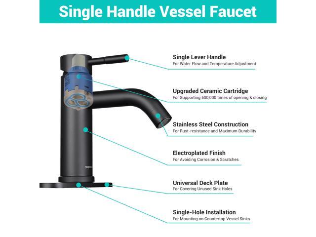 Aquaterior Matte Black Bathroom Sink Faucet Single Handle Bathroom Vanity Faucet