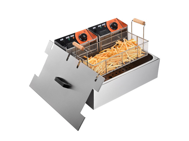 5000W 20L Electric Countertop Stainless Steel Deep Fryer Single Tank Basket Commercial Restaurant