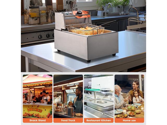 2500W 12L Professional Deep Fryer Countertop Single Basket French Fry Restaurant