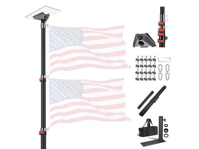 Yescom EZ GO 14ft Telescopic Flag Pole Kit with Starlink Mini Pipe Adapter & Tire Mount Base for Outdoor Tailgate Party