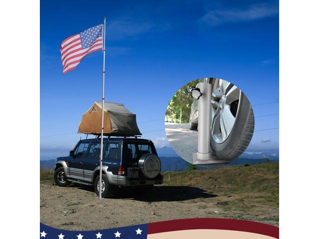 Yescom 30ft Telescopic Lightweight Aluminum Flagpole Tire Mount Stand Kit 3'x5' US Flag Ball Pole Top