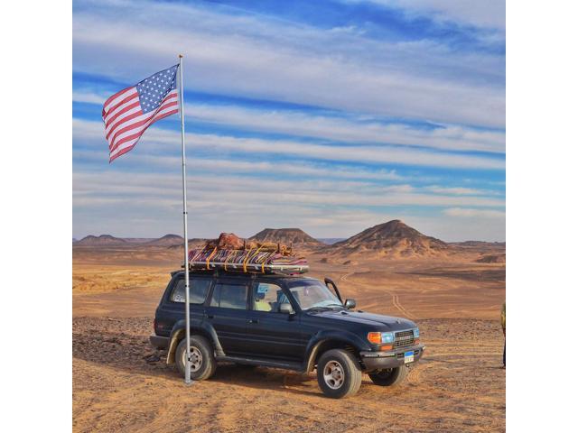 Yescom 2.48' D. Flag Pole Tire Mount Portable Metal Tailgate Camping 20ft 25ft 30ft Adjustable Flagpole Holder Silver