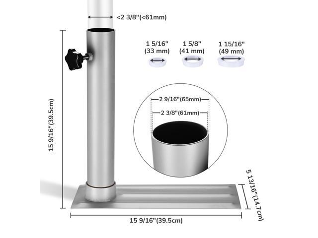 Yescom 2.48' D. Flag Pole Tire Mount Portable Metal Tailgate Camping 20ft 25ft 30ft Adjustable Flagpole Holder Silver