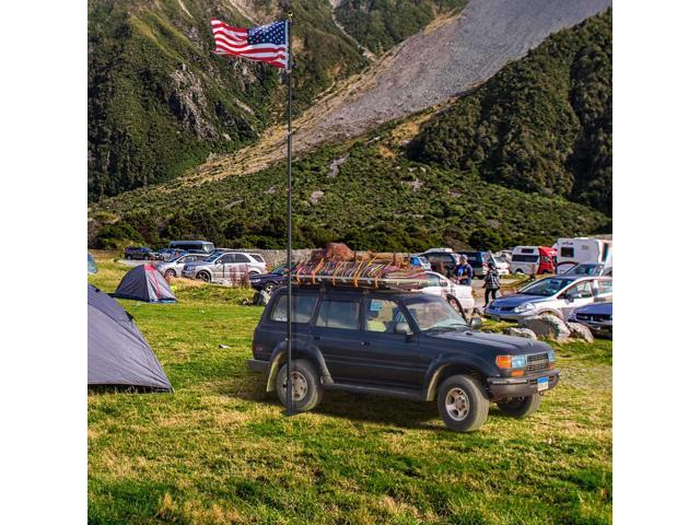 Yescom Flag Pole Tire Mount Portable Metal Tailgate Camping 20ft 25ft 30ft Adjustable Flagpole Holder Black