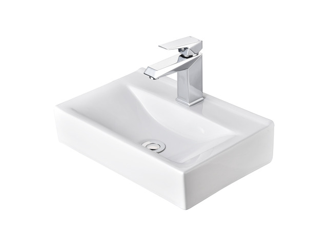 Aquaterior Wall Mount Ceramic Sink with Modern Bathroom Single Handle Faucet Chrome Combo