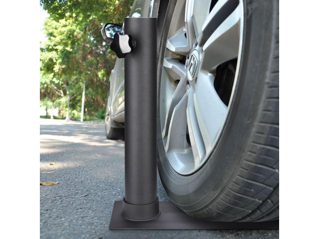 Yescom EZ GO 30ft Telescopic Flag Pole Kit Wheel Tire Mount Stand Upgrade Rotating Lock Outdoor Camper RV Tailgate Black