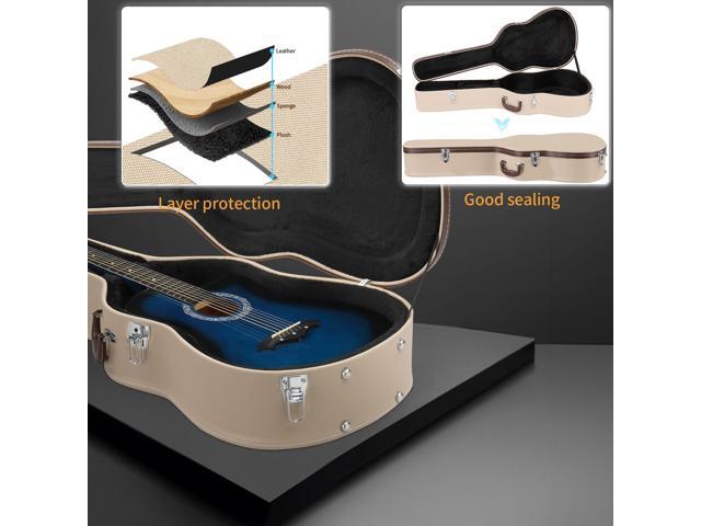 Acoustic Guitar Case Hard Dreadnought 41 Inch Carrying Wooden Hardshell with Lock for Airline Travel