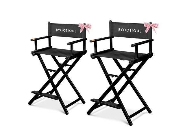 Byootique 28' Height Tall Director Chair Folding Artist Makeup Salon 2 Pack