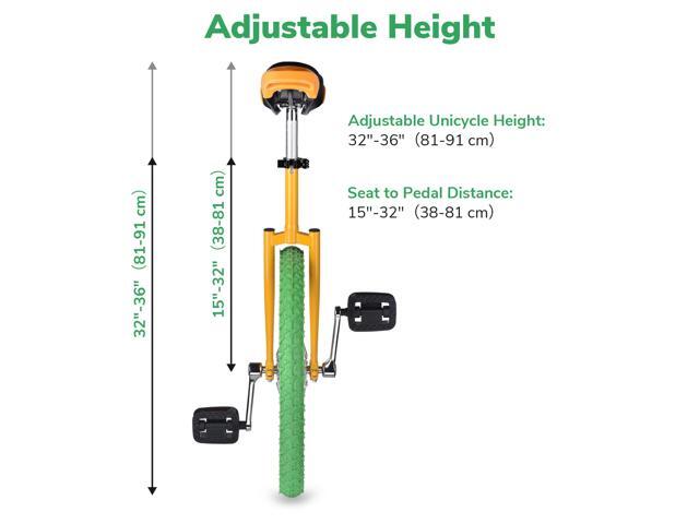 Yescom 20 In Wheel Outdoor Unicycle Leakproof Butyl Tire Circus Bike Balance Training for Adults Teenagers Kids, Yellow & Green