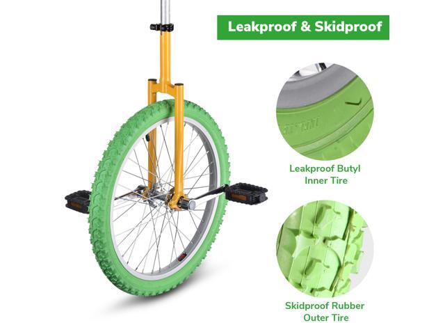 Yescom 20 In Wheel Outdoor Unicycle Leakproof Butyl Tire Circus Bike Balance Training for Adults Teenagers Kids, Yellow & Green