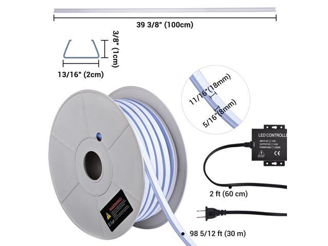 DELight 100FT RGB Neon Rope Lights with 2' Plastic U Channel System 10PCS,APP & Remote Control AC 110V Waterproof Cuttable DEL-D1M100R