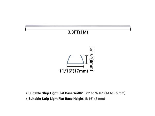 DELight 3.3' Plastic U Channel System 20PCS DEL-M011M for 9/16'W Warm White Rope Light Models DEL-D50W,DEL-D100W,DEL-D150W