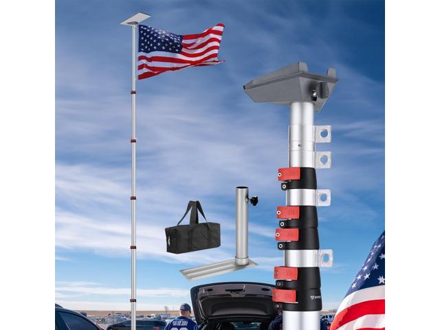 Yescom EZ GO 30ft Starlink Mini Ground Pole Mount Kit with Adapter & Tire Stand, Starlink Mini Telescopic Tailgate Flagpole & Base Kit for Outdoor...