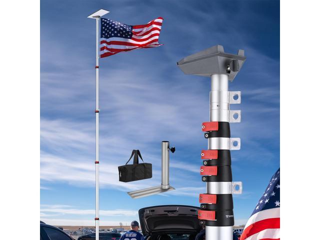 Yescom EZ GO 25ft Starlink Mini Ground Pole Mount Kit with Adapter & Tire Stand, Starlink Mini Telescopic Tailgate Flagpole & Base Kit for Outdoor...
