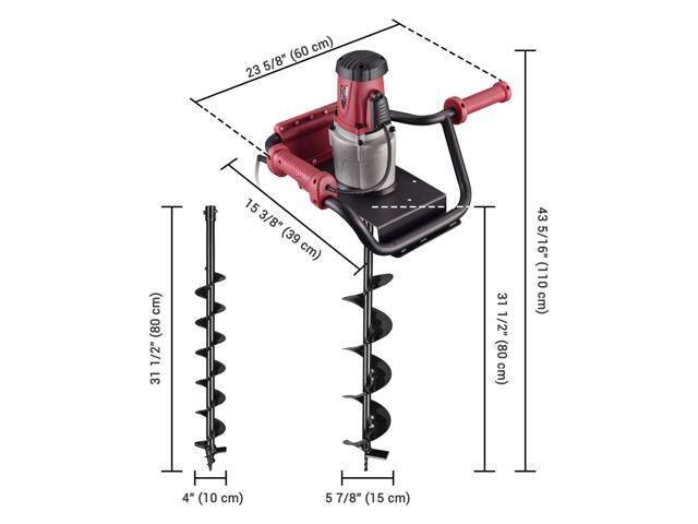 Yescom 1500W Electric Post Hole Digger Earth Auger Drill 2HP Powerhead 4' 6' Bit Fence