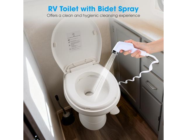 Yescom RV Camper Toilet Gravity Flush Elongated 20' High w/ Bidet Spray Trailer Caravan