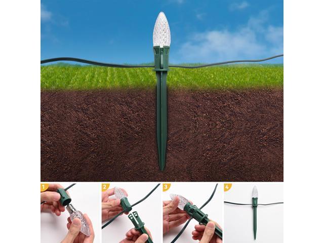 DELight C9 Christmas Lights Outdoor,100FT LED String Lights w/ 100 Stakes for Pathway Lighting Connectable DIY Cuttable Waterproof Xmas Decor...