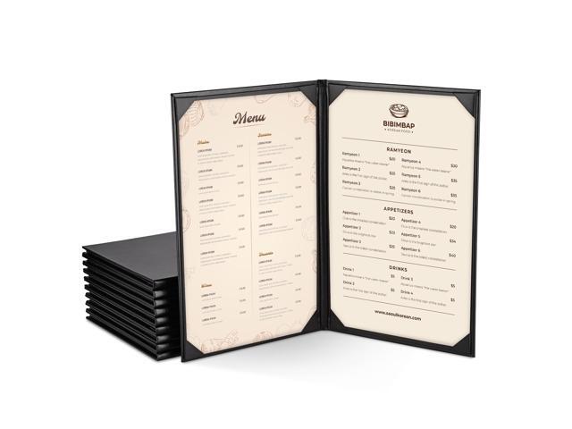 WeChef 10 Packs Restaurant Menu Covers 8.5 x 14 Book Style 2 Pages 2 Views Black