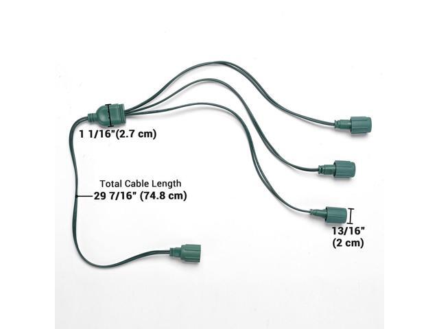 DELight 10PCS 2.5Ft Extension Cord Y-Splitter 3 Way Waterproof IP65 Connector for DELight Outdoor String Lights Decor