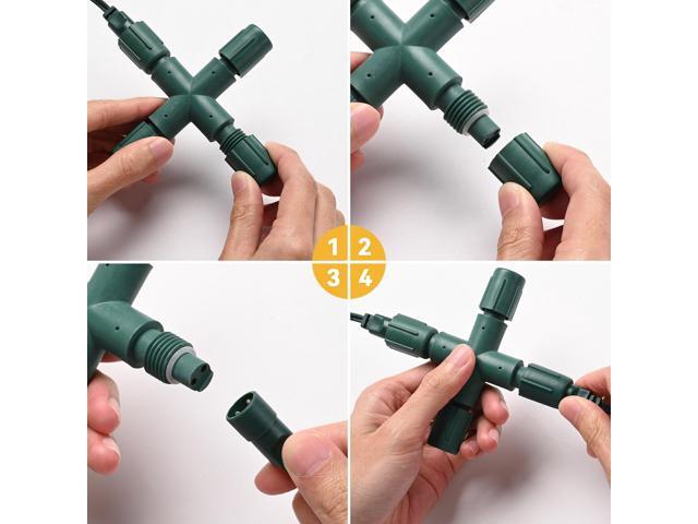 DELight 10Pcs IP65 Waterproof Wire Connectors 4 Way X-Shape for Outdoor Lights